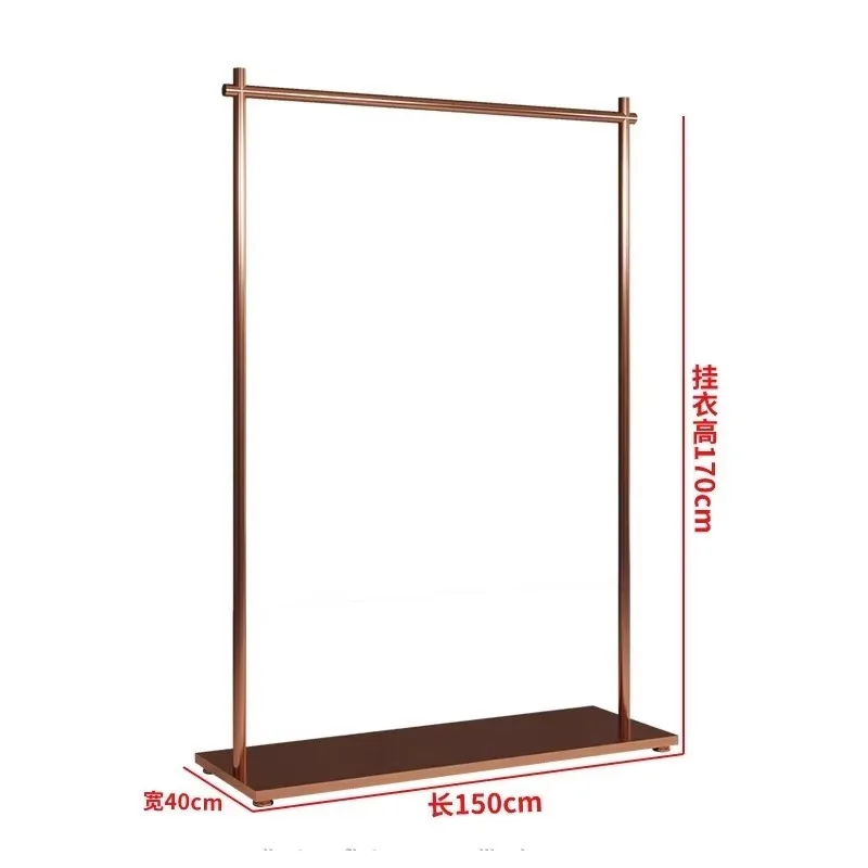 

Customized women's boutique shelves Independent clothing store display racks Rose gold hangers