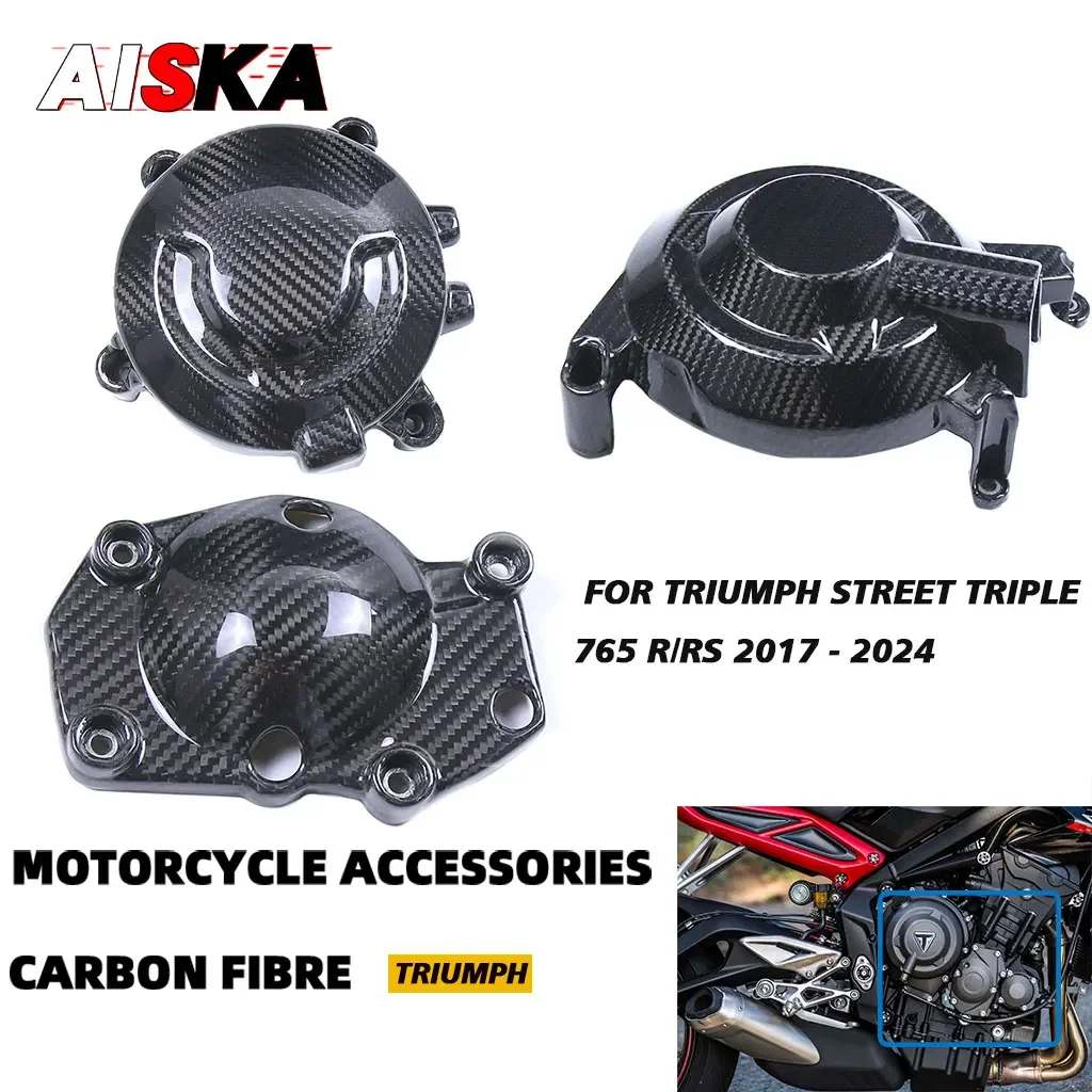 

For Triumph Street Triple 765 R RS 2017 - 2021 2022 2023 2024 Carbon Fiber Motorcycle Accessories Engine Cover Fairing Cowls Kit