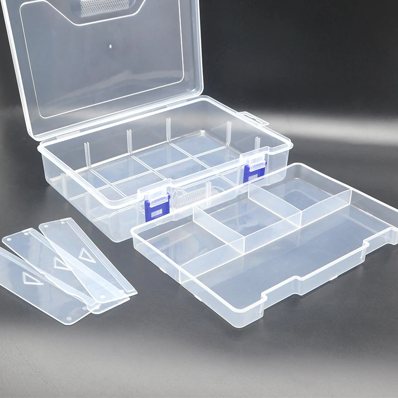 Multi-lattice transparent storage box partitions are adjustable and convenient to use, handicraft parts classification box