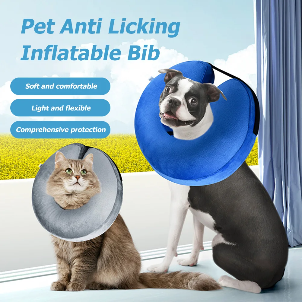 After Surgery Inflatable Protective Dog Collar Plastic Dog Collar After Surgery Inflatable Dog Cone Alternative Soft Donut  Collar For Dogs After