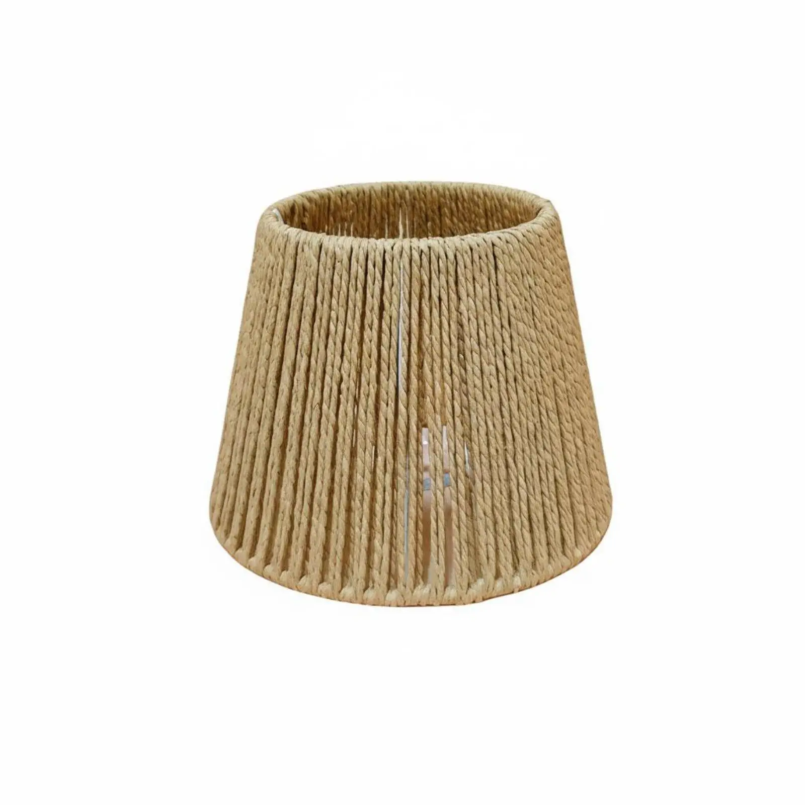 Natural Woven Lampshade for Table Lamp Metal Frame Paper Rope Shade Bohemian Style Bedroom Living Room