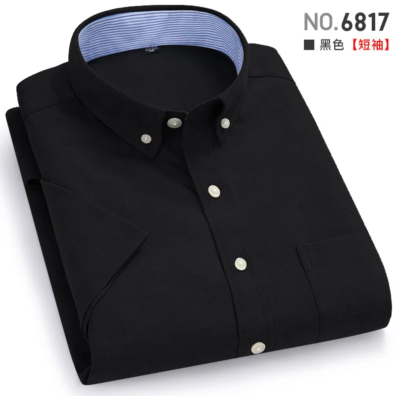 Men\'s short-sleeved shirt casual cotton no-iron spring/summer Oxford textile top trend office comfort breathable slim fit