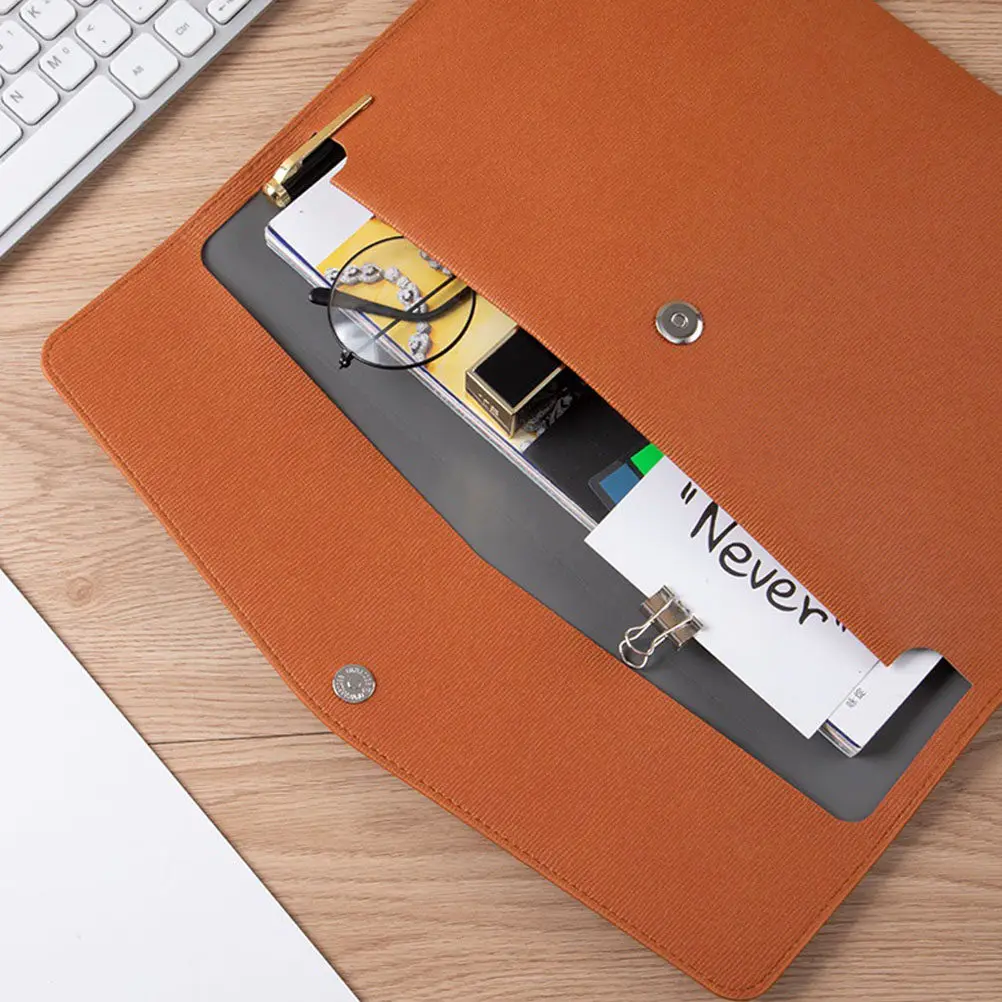 

A4 PU File Briefcase Elegant Slim Modern Business Document Bag for Office Work Travel Daily Use Men File Holder