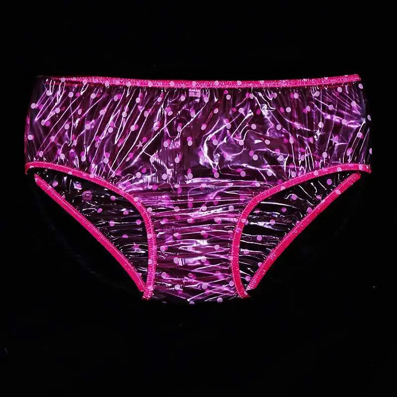 Men's Swimming Soft Transparent PVC Plastic Mid-waist Briefs Perspective Sexy Leak-proof Oil-pushing Anti-fouling Plastic Film