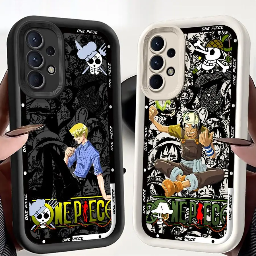 Funda de teléfono para Samsung Galaxy A35 A73 A54 A25 A72 A71 A55 A52 A15 A53 A06 A51 funda suave de una pieza Anime Sanji Usopp