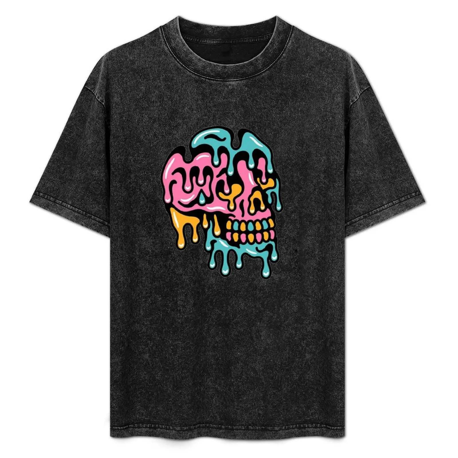 Colourful Melting Skull T-Shirt Casual Loose Fit Summer Tee Shirt