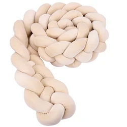 1-3.6M Braided Baby Bed Bumper Handmade Knotted Weaving Plush Crib Protector Infant Knot Pillow Baby Room Decor