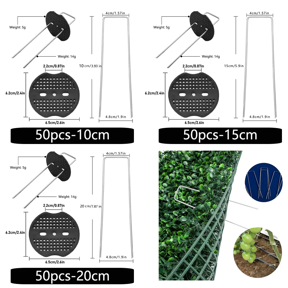 50 stks landschap nietjes pakkingen tuin Stakes Pinnen U-vormige nietjes Anti-roest grond Sod pinnen Yard Stakes voor onkruid Fabric Tubing