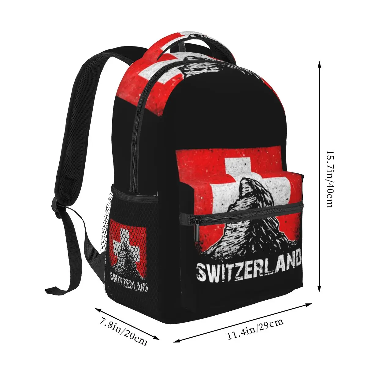 

Swiss Flag Cross Backpack Student Boys Girls BookBag Kids School Bag Laptop Shoulder Bags for Men Women