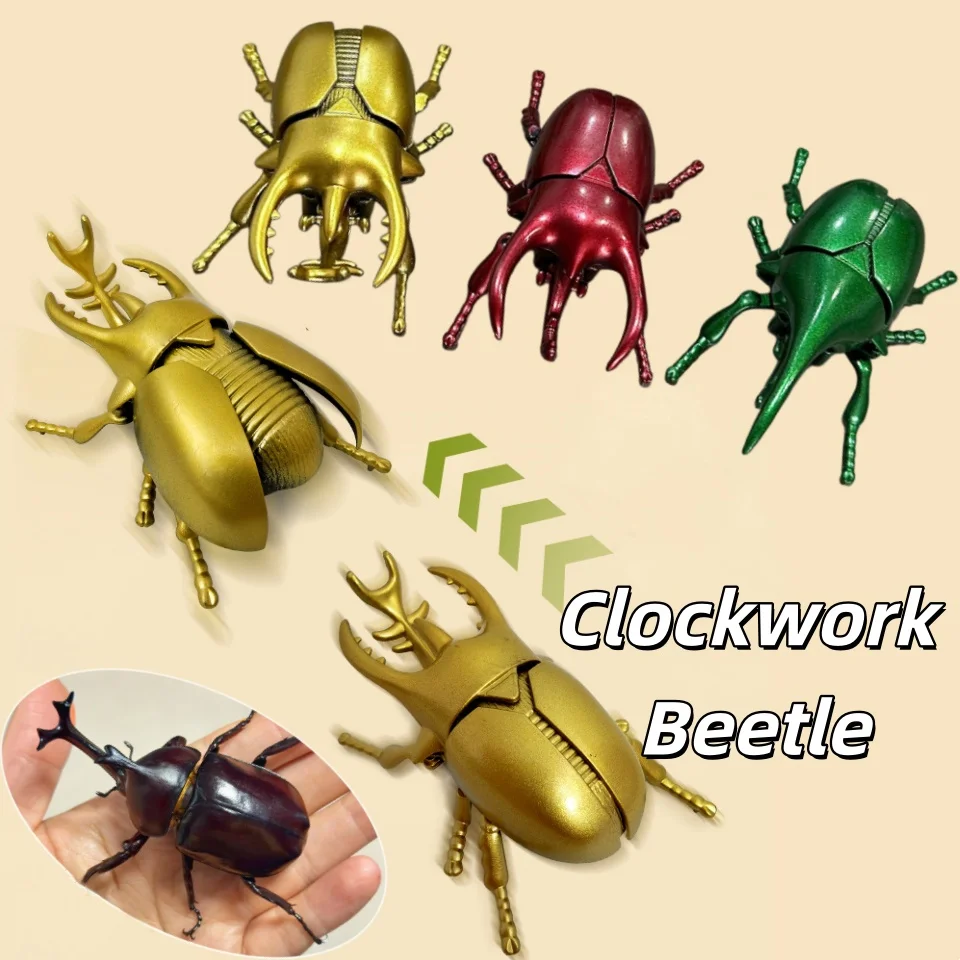 3PCS Windup Unicorn Beetle Toy Realistic Bug Educational Enlightenment Science Funny Interactive Birthday Party Gifts for Adults