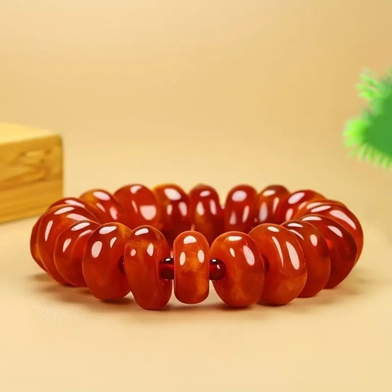 The Second Generation Amber Beeswax Round Bead Bracelet Is Warm and Shiny, Daily Versatile Jewelry Crafts
