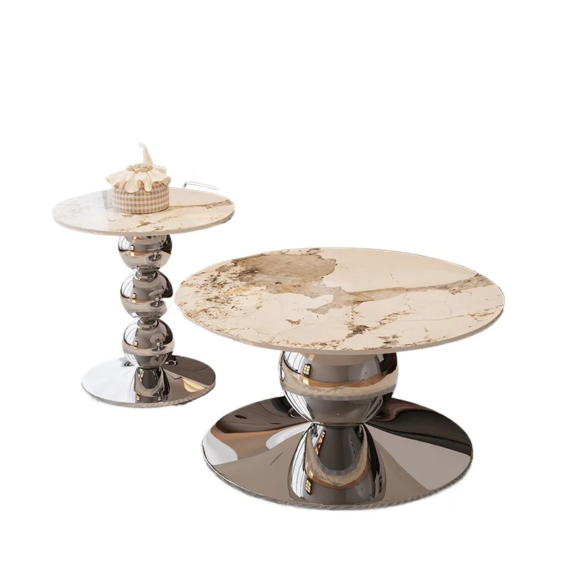 Coffee table Italian minimalist home living room round design creative flying saucer tea table luxury stone material