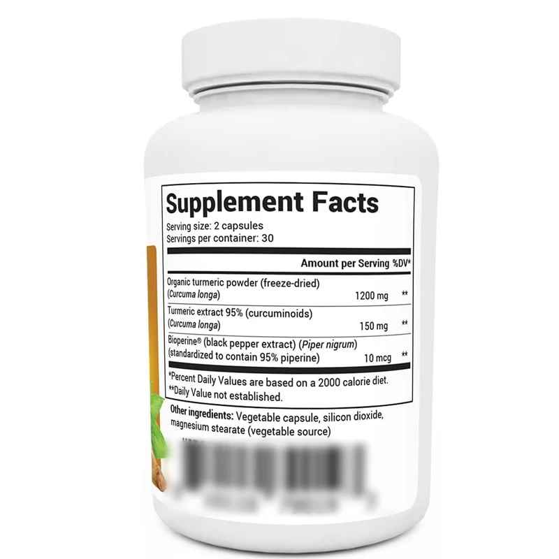 Turmeric Supplement With Black Pepper ( -1350mg Curcumin Supplement, Containing 95% Curcumin And 60vegetarian Capsules