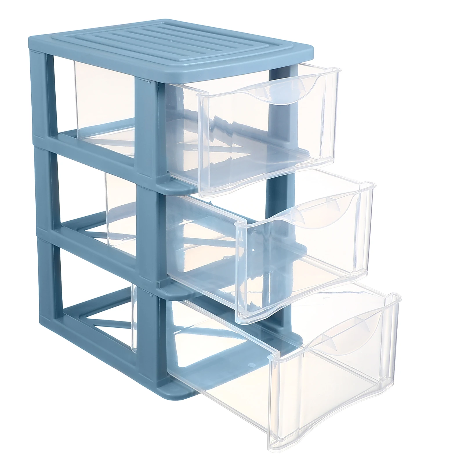 

3 Tier Plastic Desk Drawer Storage Box Transparent Dustproof For Stationery Makeup Office Home Study Room Organizer