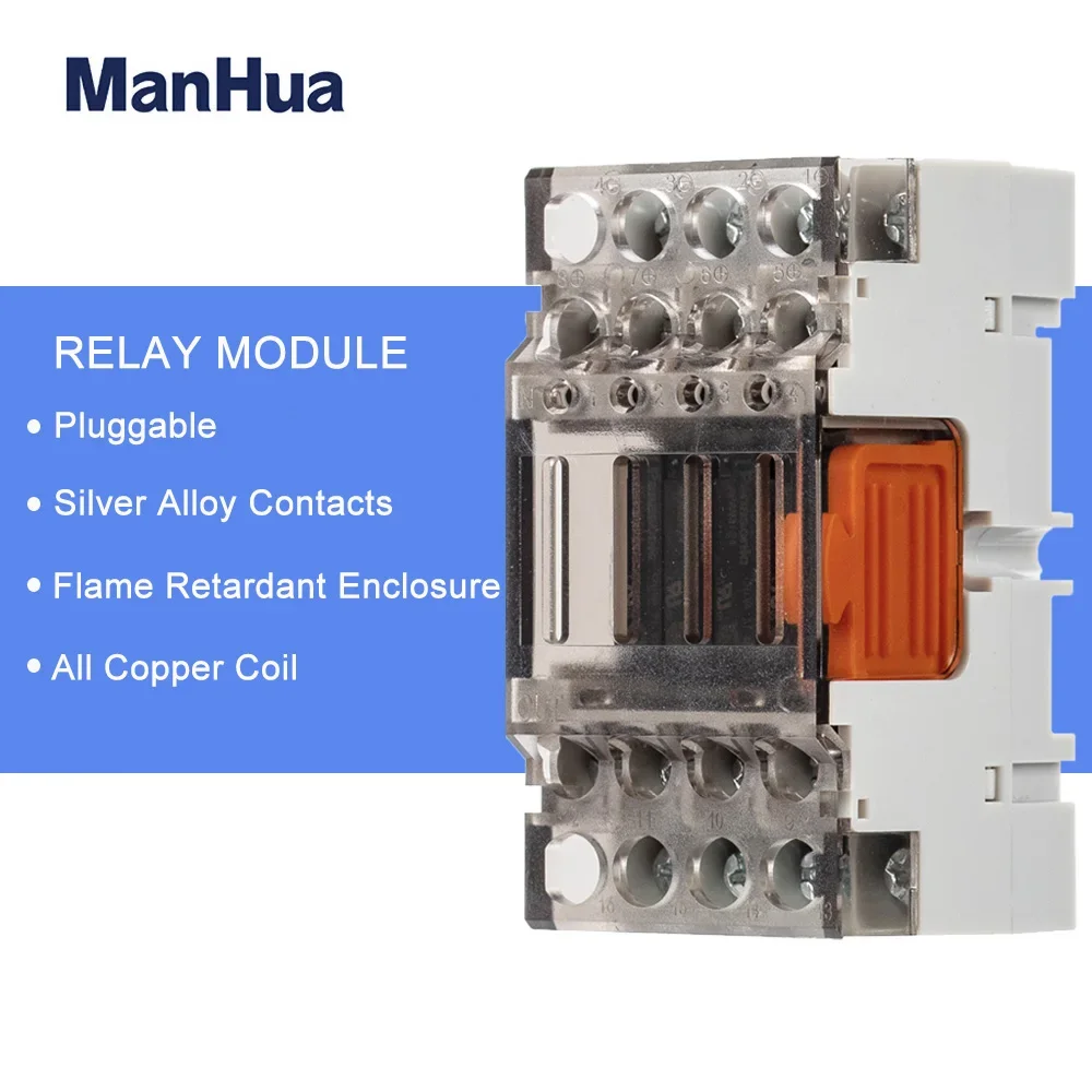

ManHua Relay Module M4T-16P-SN 12VDC 24VDC Industrial Control Module Terminal Relay Solid State Relay Silver Alloy Contact