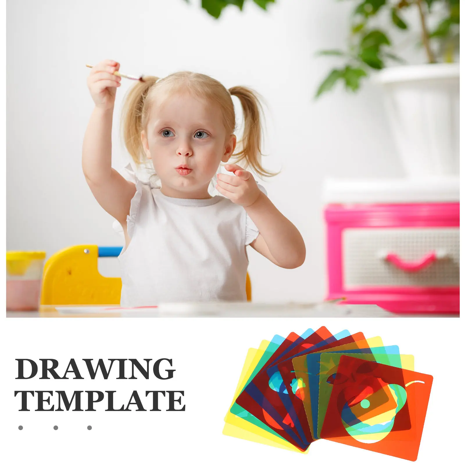 12Pcs Stencils Plastic Drawing Templates for Creative Learning Primary Shapes Fruits Vegetables Geometric Patterns