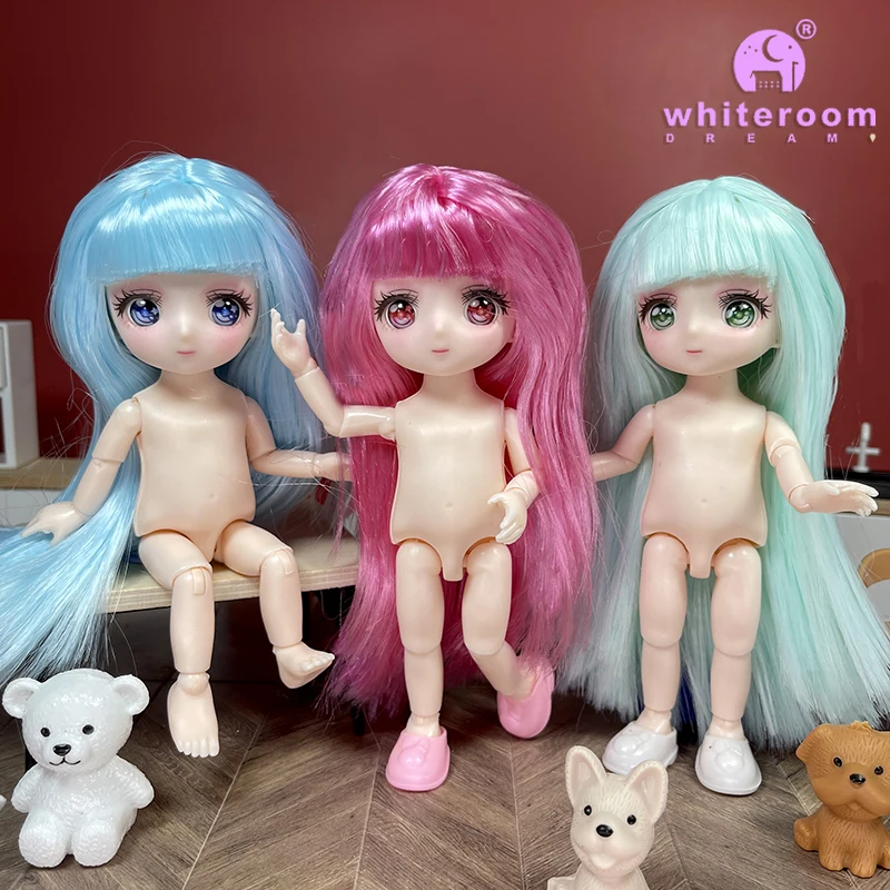16/23Cm Bjd Pop 13 Gezamenlijke Beweegbare Poppen Gekleurde Oogbollen Vrouw Nude Zacht Haar Met Schoenen Meisje Diy Speelgoed Verjaardagscadeau