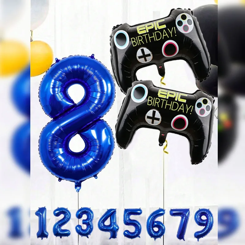 3pcs Video Game Party Supplies Set Baby Boy Birthday Party Decoration Happy Birthday Gaming Handle Covers Gamer Balloons Decorat