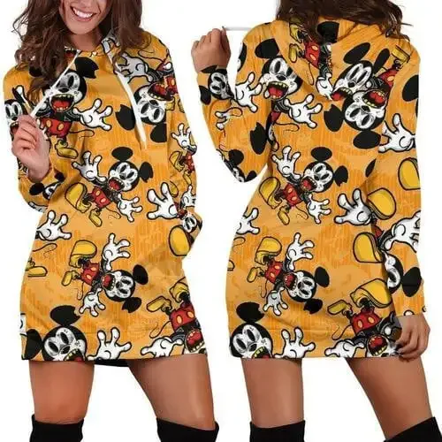 Mickey Mouse Womens Hoodie Dress Sweater Dress Sweatshirt Dress 3d All Over Print For Women Hoodie