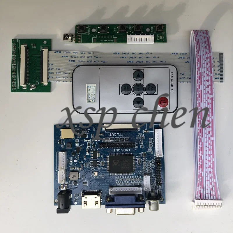 Free Shipping 7inch 60pin VGA + 2AV + HDMI universal TTL display LCD controller HDMI monitor driver board HSD070IDW1 E11 E13 E15