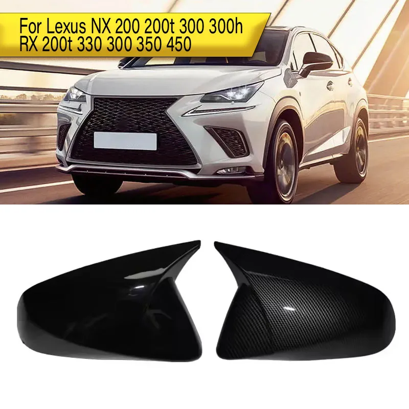 For Lexus NX 200 200t 300 300h RX 200t 330 300 350 450 Car Side Rearview Mirror Cover Wing Mirror Caps Black Carbon  Look