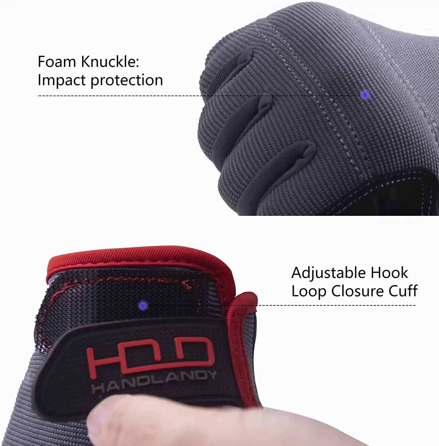 HANDLANDY Microfiber fabric Padded Knuckles & Palm construction Mechanic safety Touch Screen work gloves