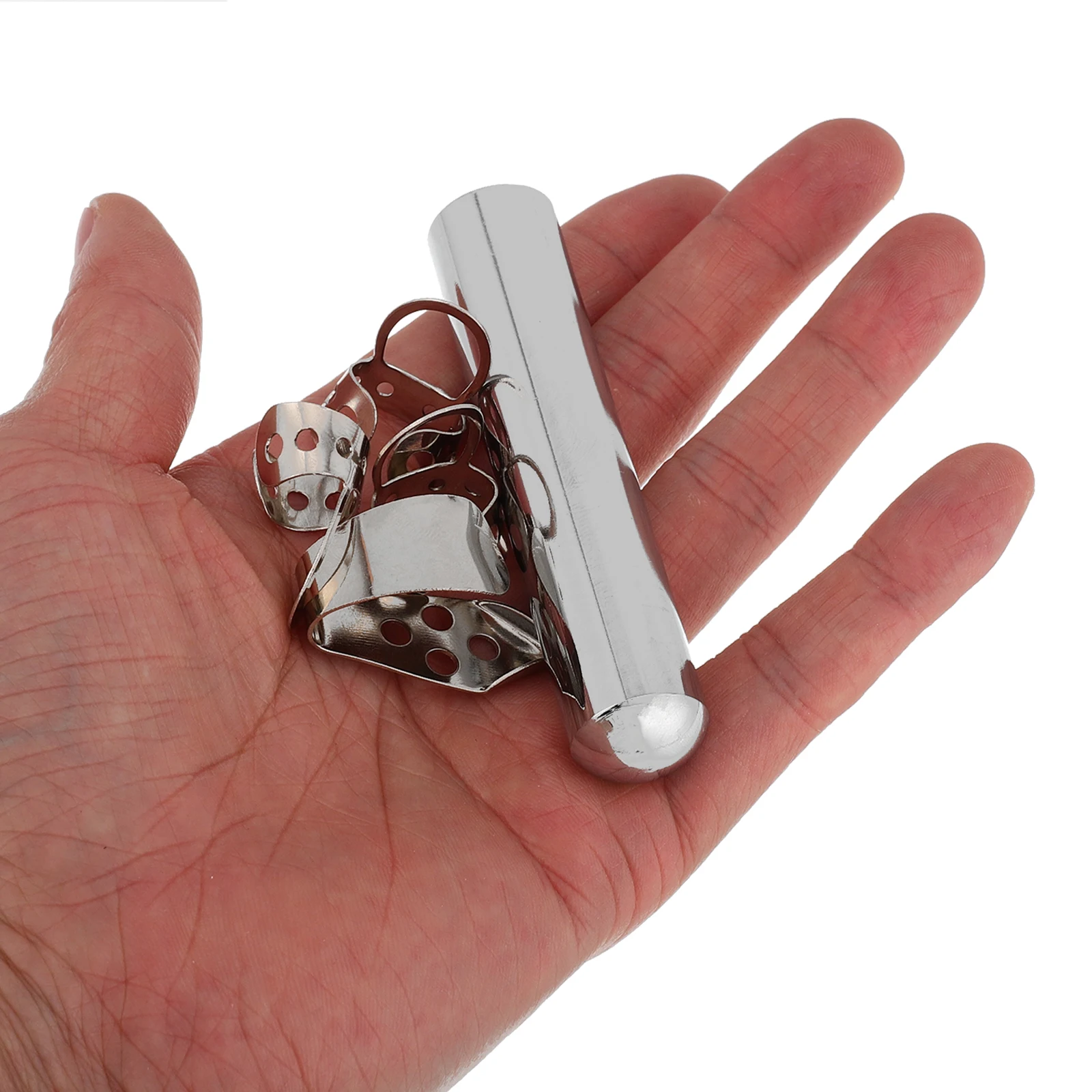 

Electric Guitar Slide Bar Silver Metal Hole for Acoustic Guitar Slides Finger Picks Adjustable Sound Effects Durable Material