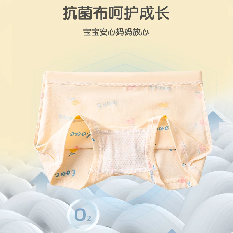 4 pairs of summer lightweight, breathable, artistic style cartoon four-cornered underwear suitable for baby girls to wear