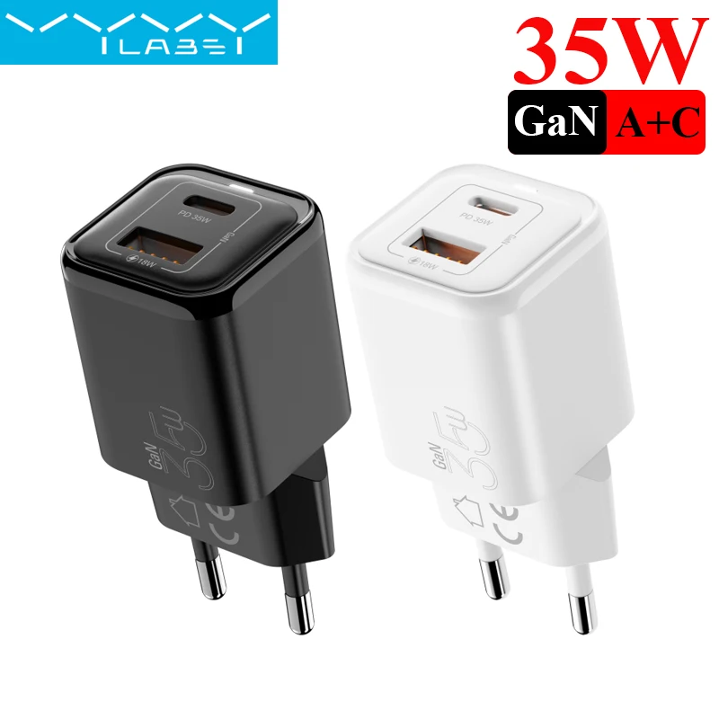 

VyVylabs GaN 35W USB TypeC USB C Mobile Phone Wall Charger PD QC Quick Charge Fast Charging Charger For iPhone Xiaom Samsung