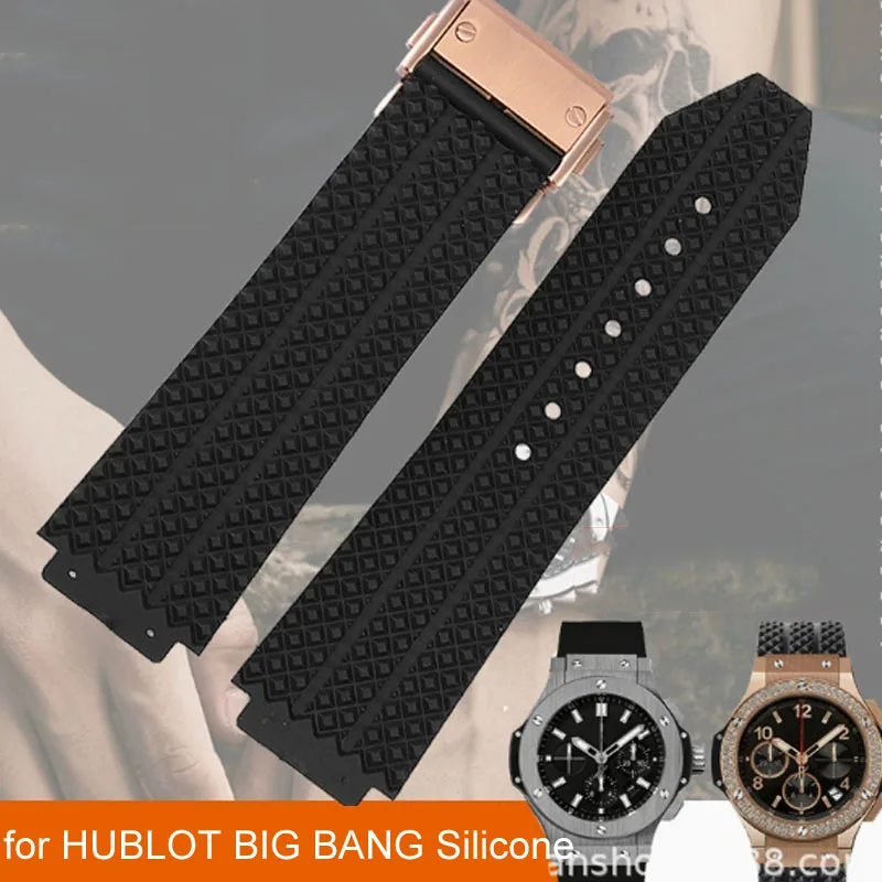 

Watch Bands for HUBLOT BIG BANG Silicone Waterproof Men's 25*19mm Watch Strap Chain Watch Accessories Rubber Bracelet Wristband