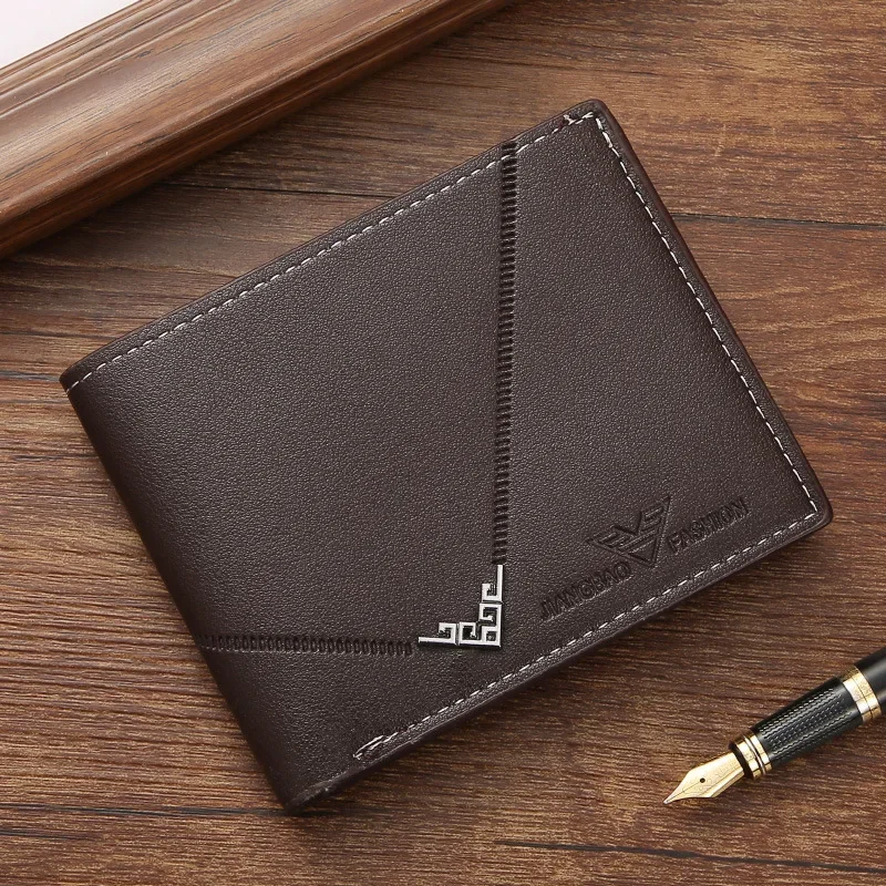

Men's Slim PU Leather Folding Wallet - Multi-Card & Coin Holder, Compact Casual Money Bag with Durable Design 지갑