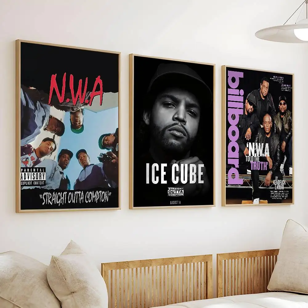 N-NWA Hip Hop Rapper Straight Outta Compton Poster High Quality Print Waterproof Wall Art Sticker For Bar Living Room Decor Gift