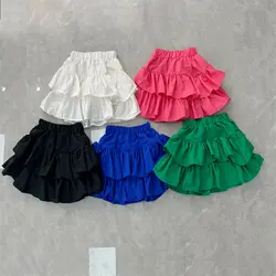 Skirt for Kids 2-12 Years Teen School Girls Skirt College Style Plaid High Waist Summer Thin Versatile Dance A-line Short Skirt