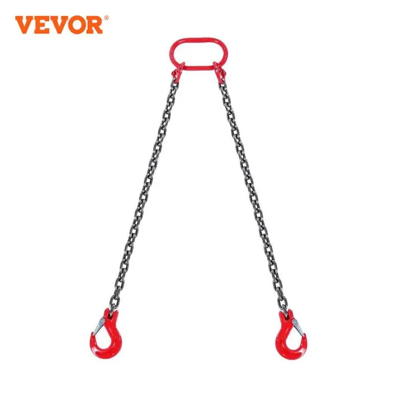 VEVOR 3T 5ft Lifting Sling Chain 5/16 inch G80 Lifting Chains with 2 Leg Grab Hooks for Engine Hoist Engine Lift Chain