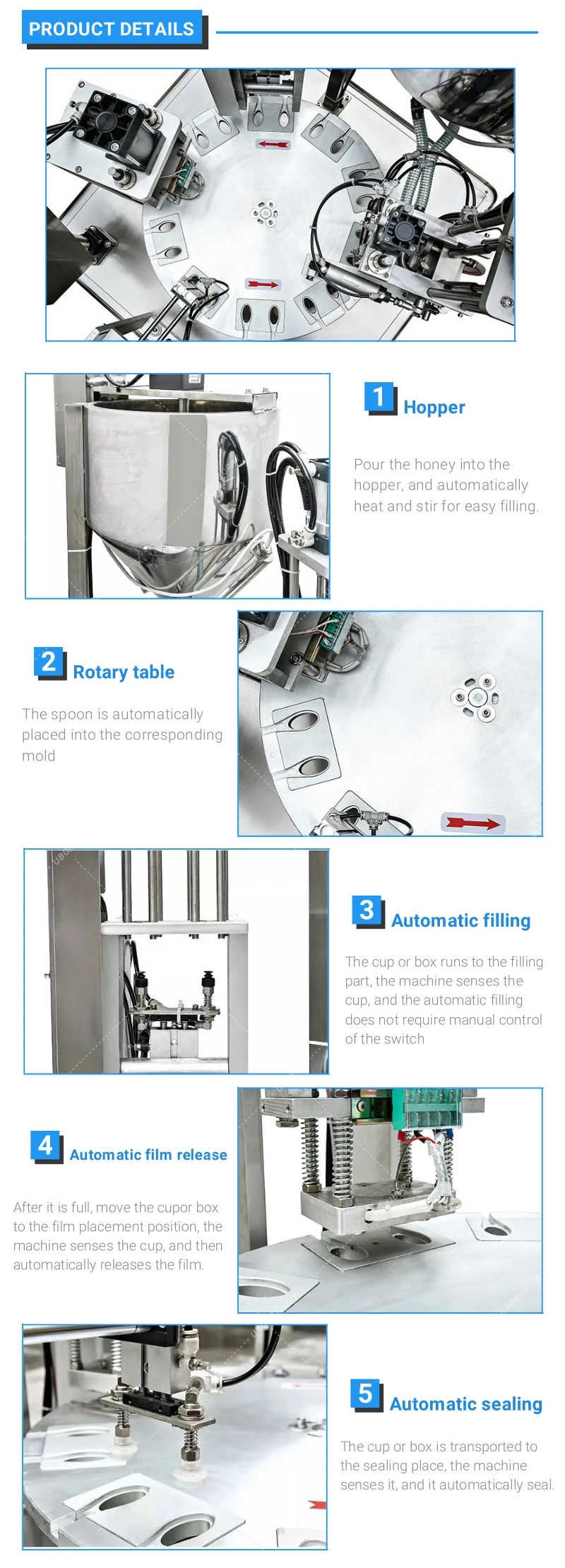 Fully Automatic Sealing Packing Machines Honey Spoon Filling Machine