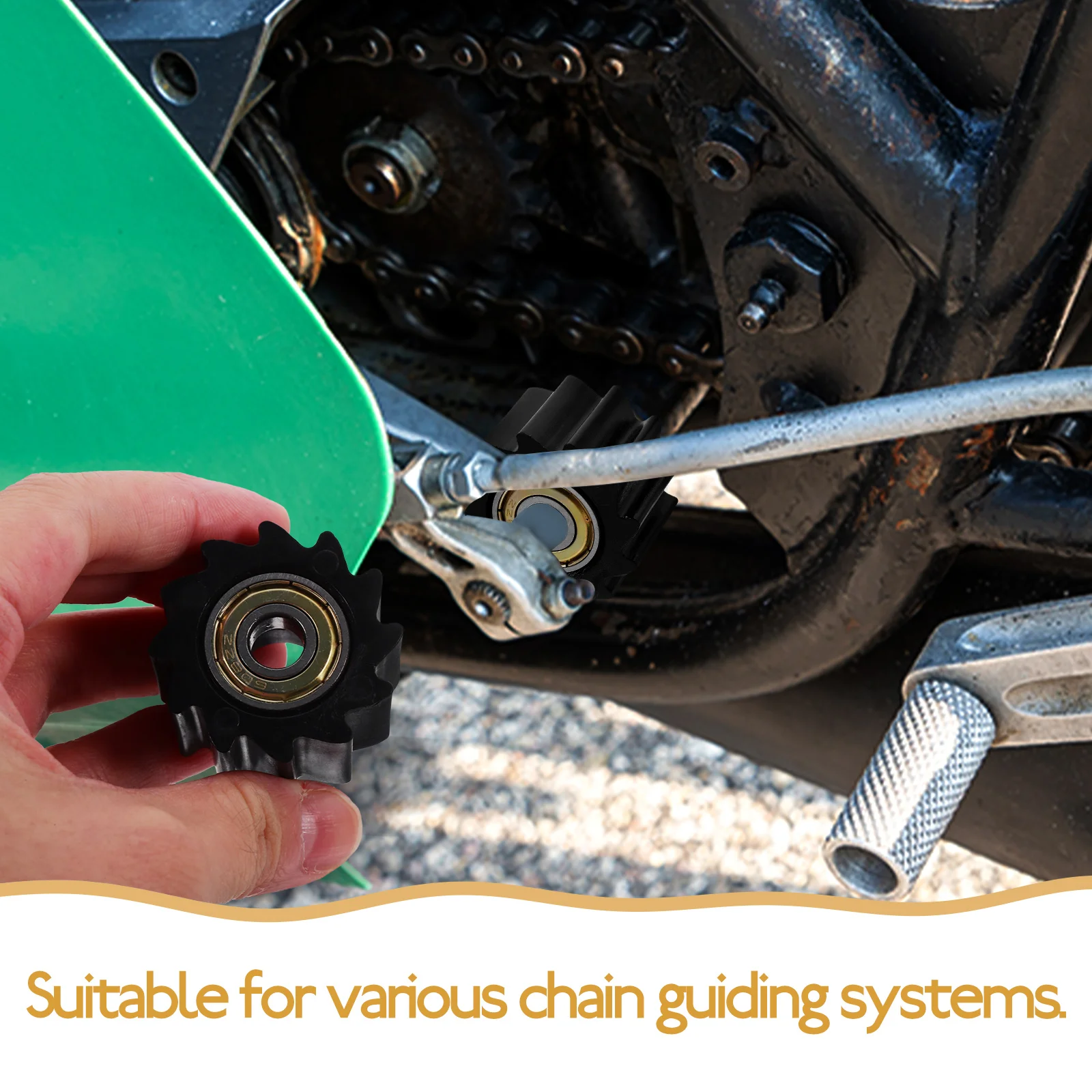 

Tensioner Guide Wheel 8mm White Diameter Anti Slip Motorcycle Chain Roller System Bearings Strong Material Easy Installation