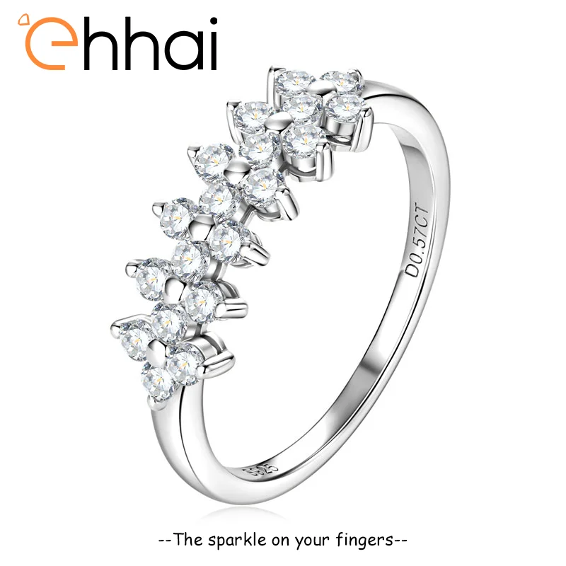 

Ehhai GRA Certified 2mm Moissanite Ring for Women S925 Sterling Silver Four Leaf Clover Wedding Engagement Rings Jewelry Gifts