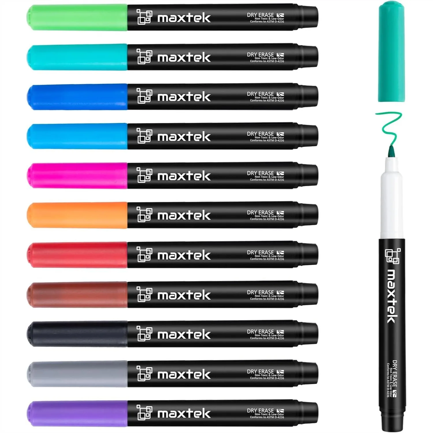 

Ultra Fine Dry Erase Markers, 0.7mm Low Odor, 12 Colors for Whiteboards