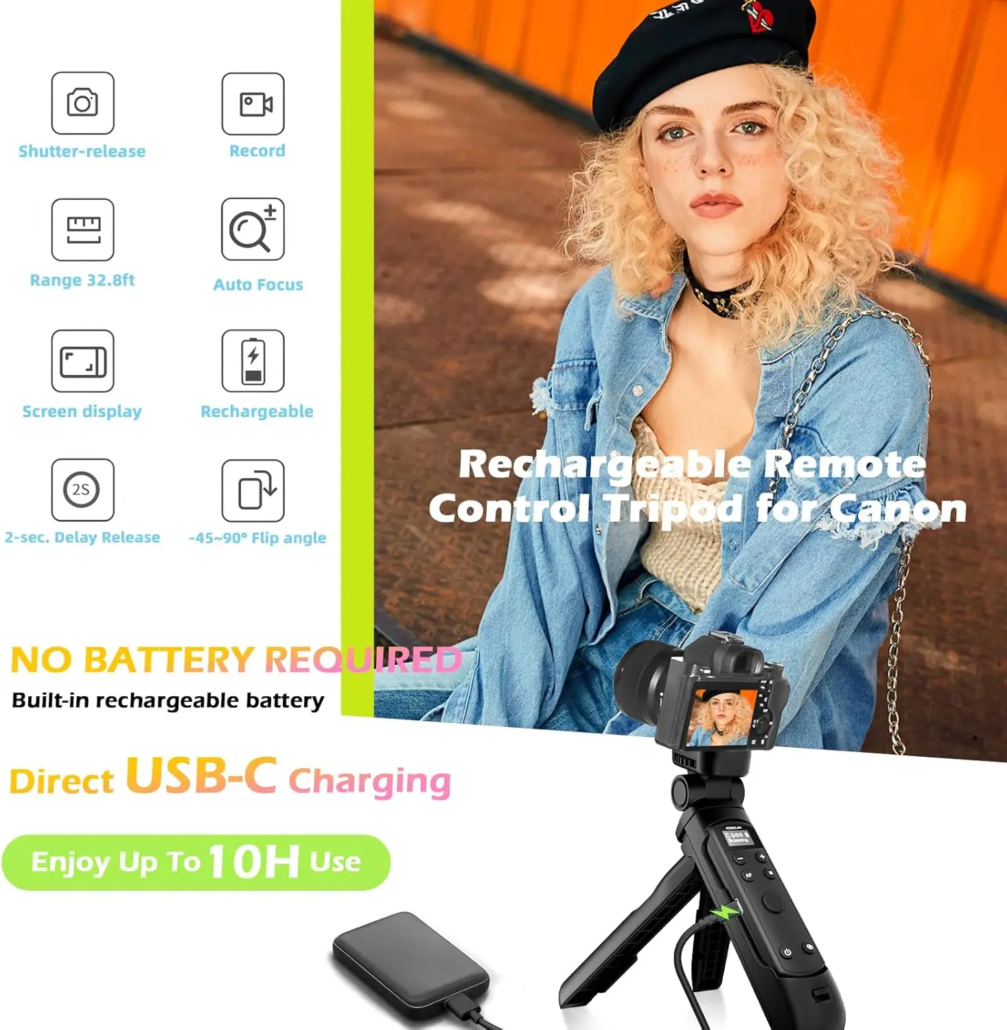 

Штатив для съемки Canon Vlog с OLED-экраном и перезаряжаемой беспроводной камерой, пульт дистанционного управления, видеозум, фокус, управление лампочкой