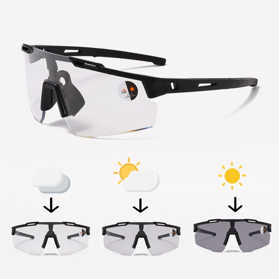 

Men Women Photochromic Motorcycle Driving Glasses Outdoor Sports Big Frame Windproof Cycling Sunglasses Running Hiking Goggles