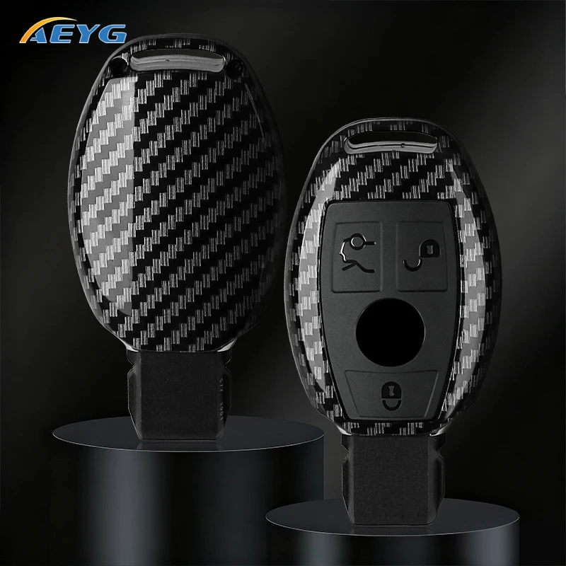 ABS Carbon Fiber Car Key Case Cover For Mercedes Benz A B C E Class GLS GLA GLK GLC CLS CLA W204 W205 W212 W463 W176 Accessories
