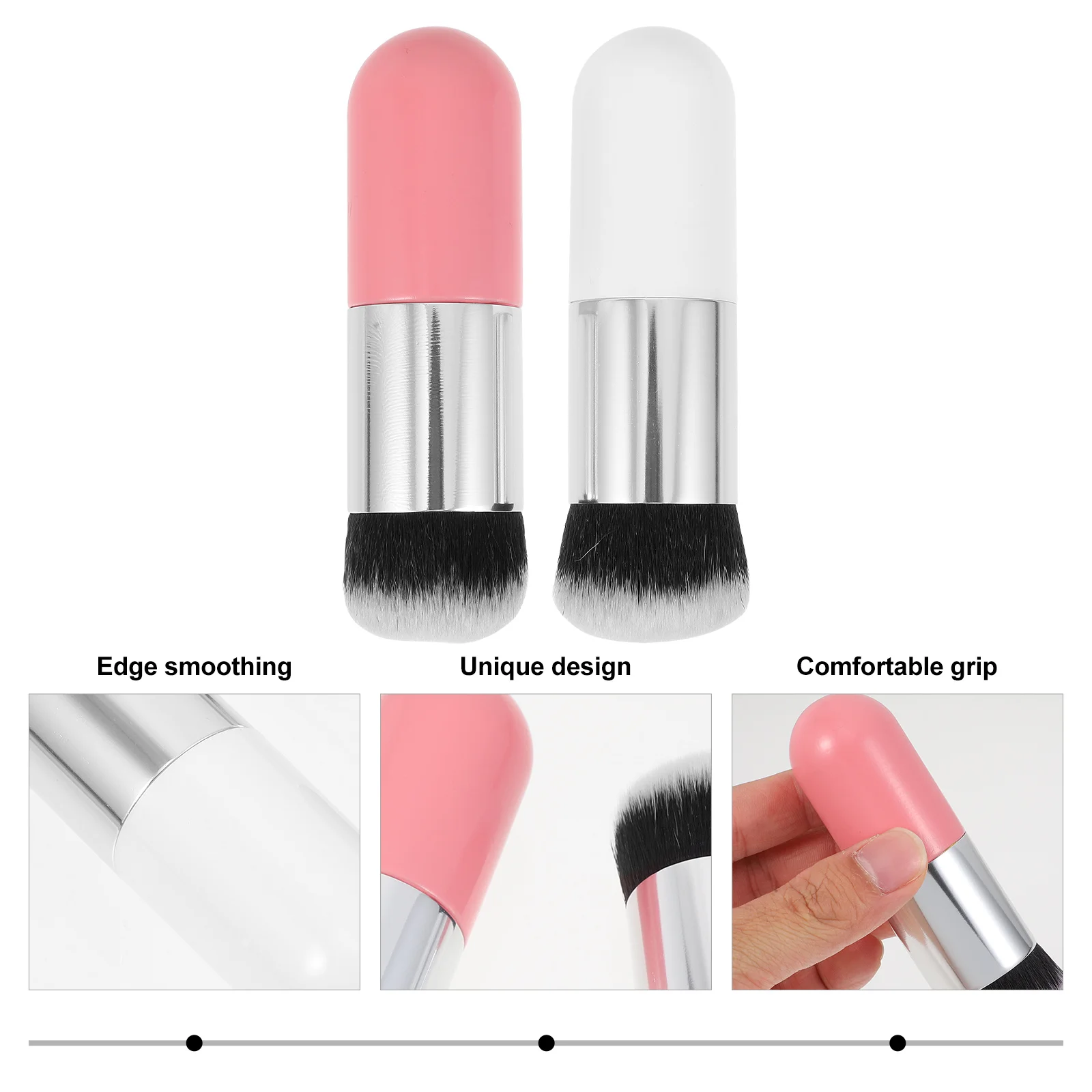 Juego de brochas de maquillaje de 2 uds., pelo sintético Premium, base suave de alta densidad, herramienta para colorete en polvo para mujeres y niñas