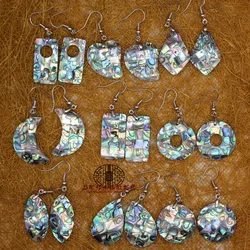 Women's fashion jewelry New Zealand abalone shell geometric modeling female beaded hanging earring pair