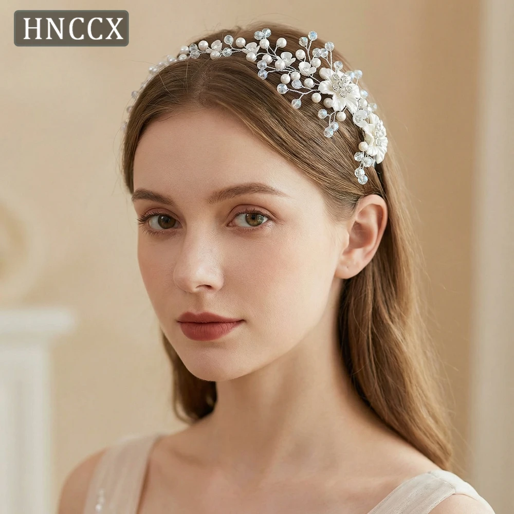 

Элегантная белая повязка для волос YouLaPan с цветами, свадебный ободок для невесты, тиара с кристаллами и жемчугом, аксессуары для женщин HP295