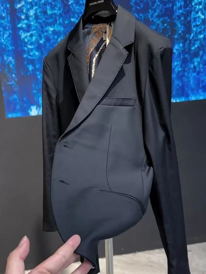 

New Men's Casual Suit Comfortable Sli Versatile High-End Busin European Faion Spring Autumn Kn68 Soft Long Sve