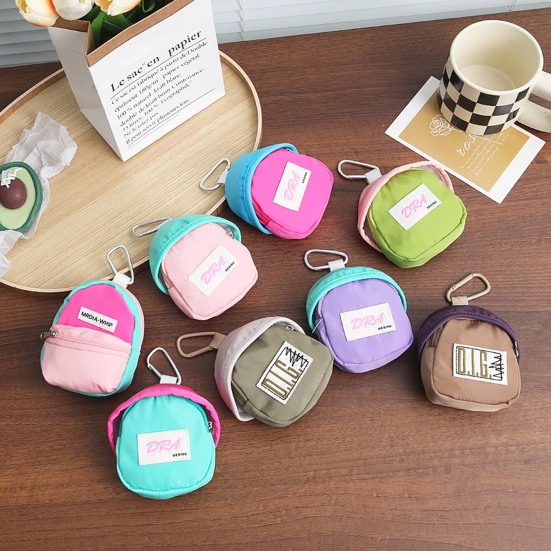 Cute Nylon Mushroom Earphone Bag Zipper Portable Colorful Mini Coin Purse Trendy Fashion Car Key Wallet Pet Storage Bags Gift