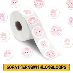 500pcs Sanrio My Sweet Piano My Melody Sealing Labels Stickers Roll Aesthetic Cartoon Reward Gift for Kid DIY Notebook Phone Toy