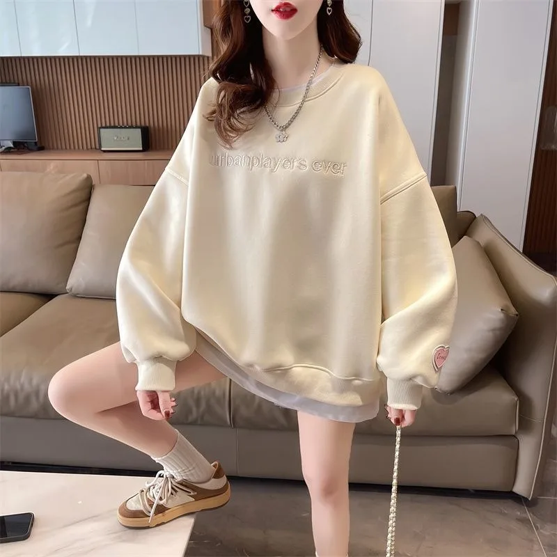 Damessweatshirts Ronde hals Lange mouw Sport Koreaans Street chic Y2k Kleding Essentieel Emo Vrouwelijke trui Top Nep tweedelig