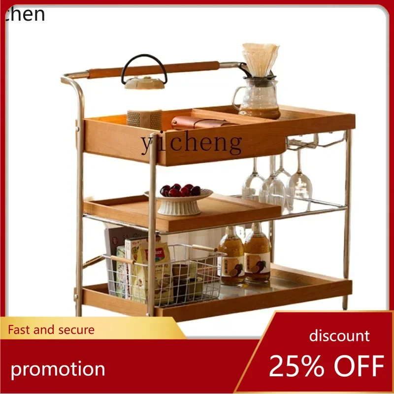 

ZMLcart/trolley side few cherry wood living room sofa corner few movable coffee table with wheels home decoration accessories