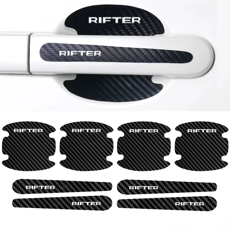 Car Door Handle Scratch Protector Stickers for Peugeot RIFTER Logo Carbon Fiber Rearview Mirror Protection Strips Accessories